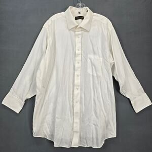 Donald J Trump White Shirt Long Sleeve Button Up Muted Stripe Mens Big Size 18.5